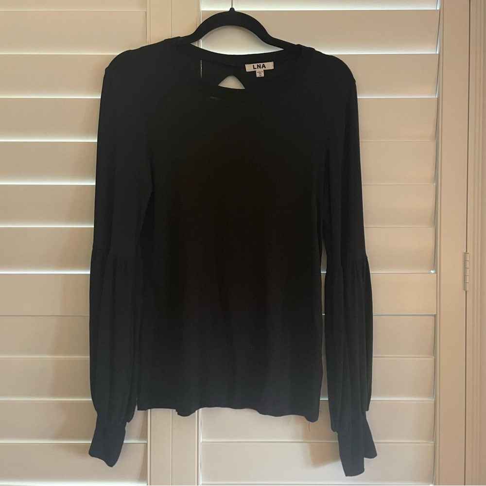 LNA Bishop Sleeved Crew Neck sweater Black Size XS